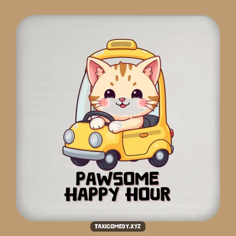 Funny Cat Taxi Coaster - Protect Surfaces with Hilarious Feline Style