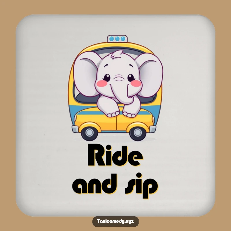 Funny Happy Elephant Taxi Coaster: Joyful Shield for Your Surfaces