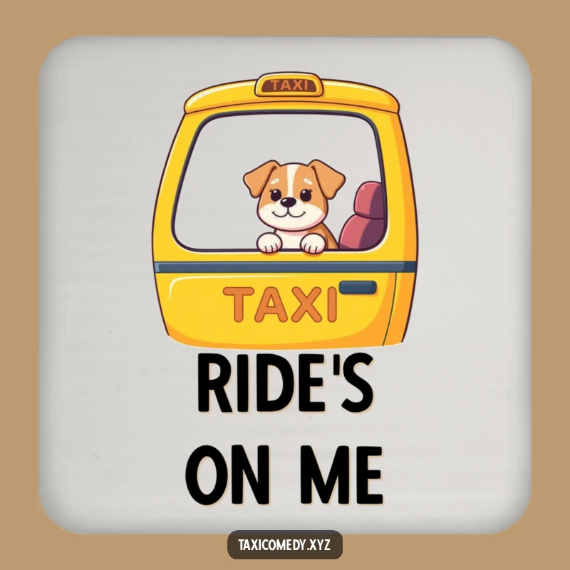 Funny Dog Taxi Drink Coaster: Hilarious Canine Commute Set for Table Protection