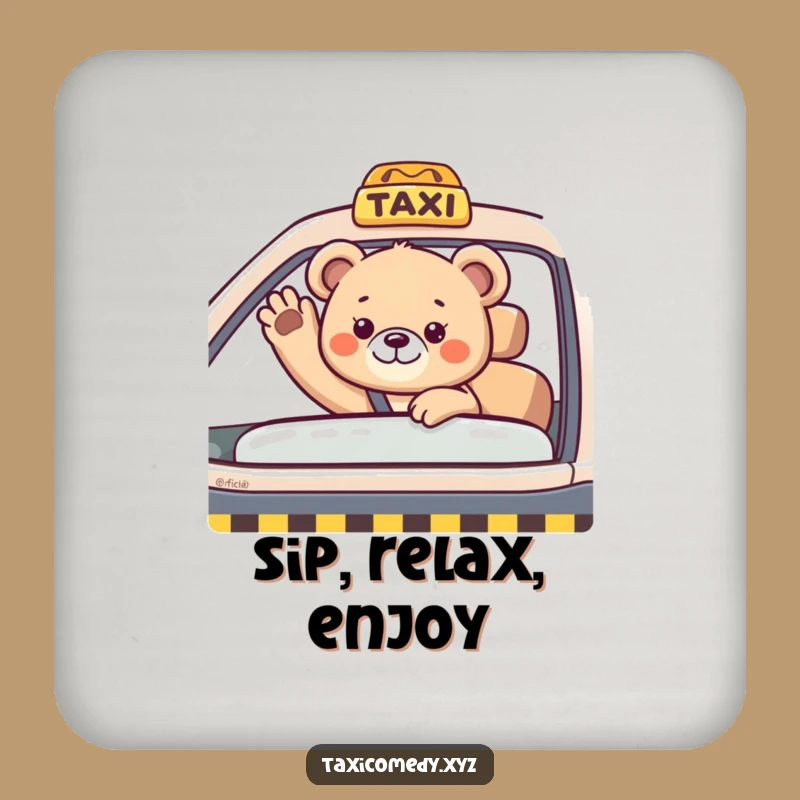 Funny Bear Cub Taxi Coaster: Cub Drink Protector, Stylish & Humorous