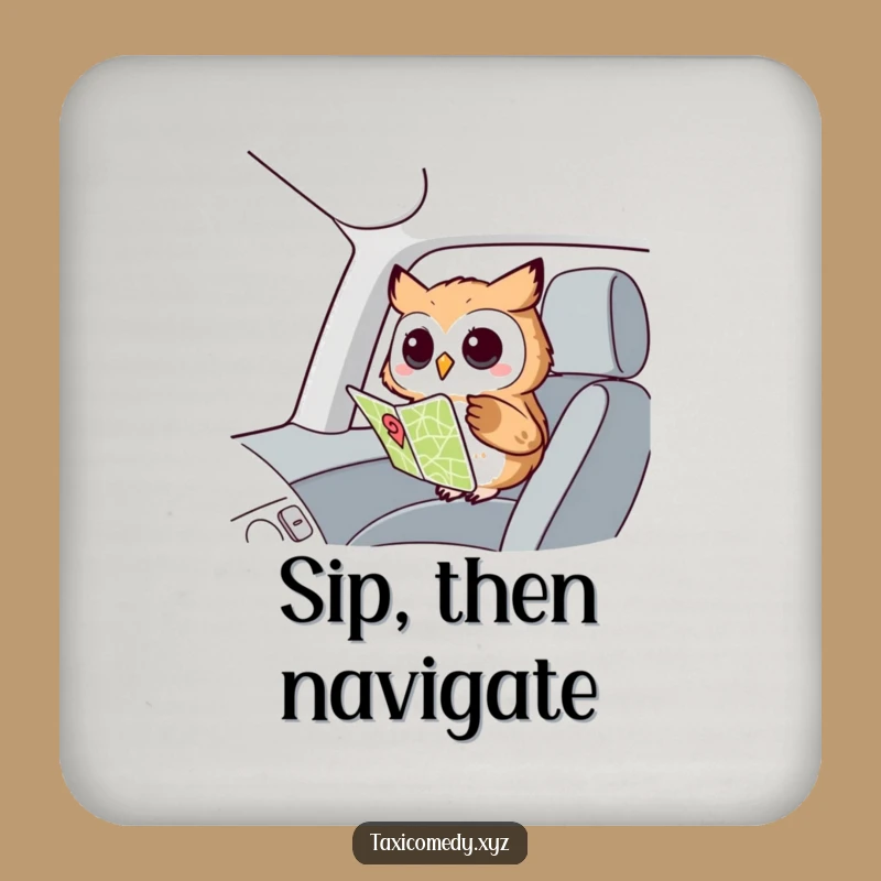 Funny Owl Navigator Coaster: Protect Surfaces with a Wise Owl, Great Housewarming Gift!