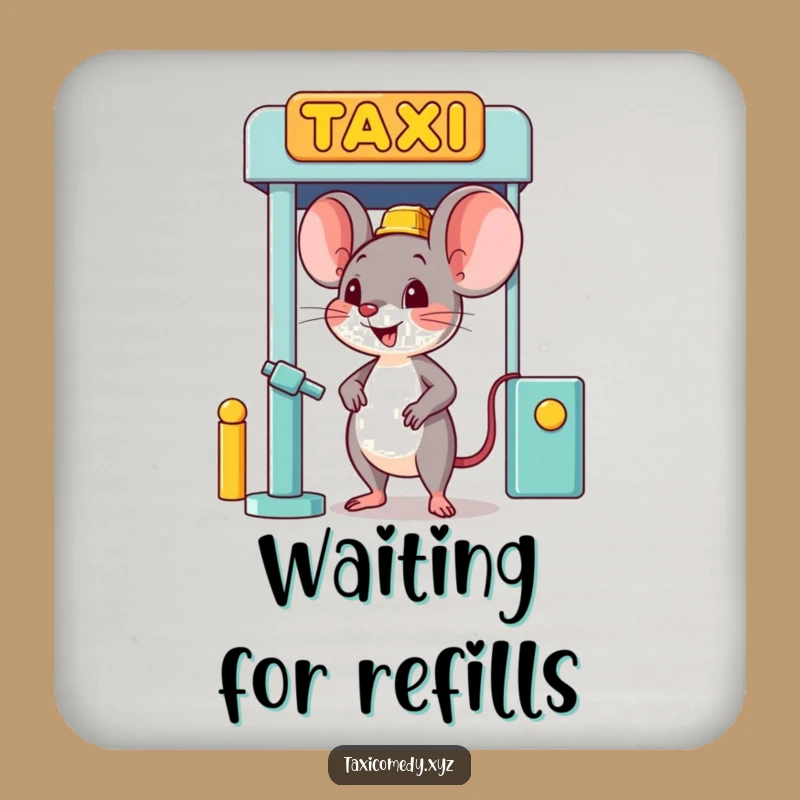 Funny Mouse Taxi Stand Coaster - Humorous Protection for Surfaces
