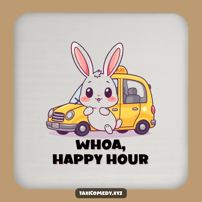 Funny Rabbit Drink Coaster: Surprised Bunny, Protects Surfaces Hilariously