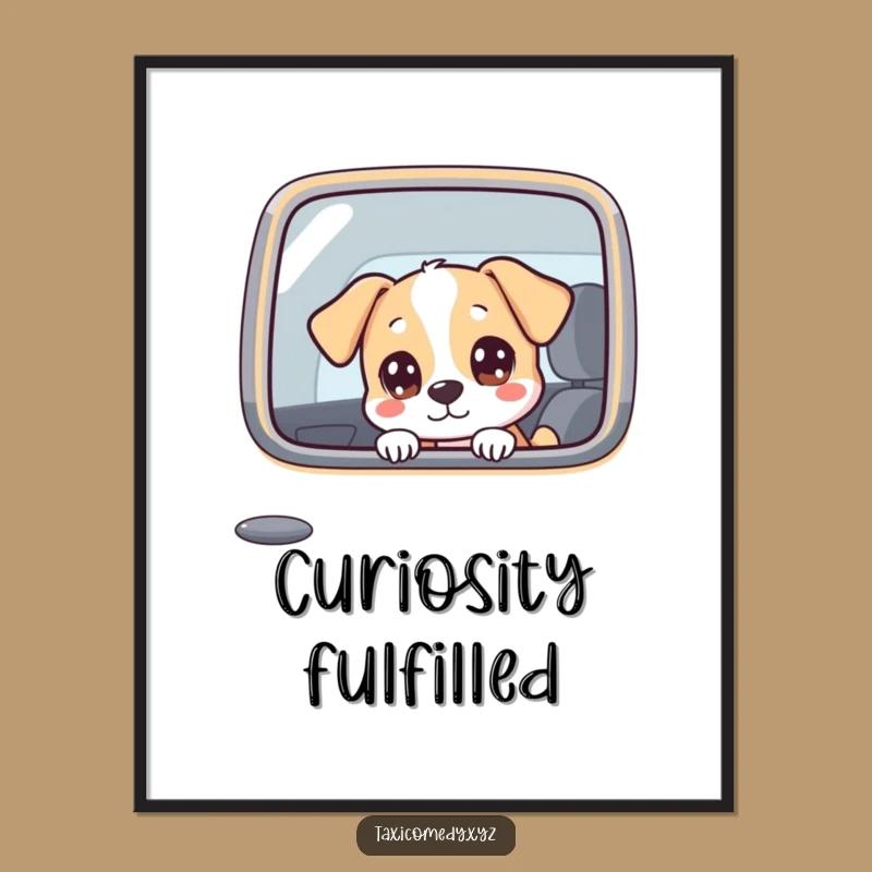 Funny Dog in Taxi Poster - Humorous Wall Art for Cheerful Homes