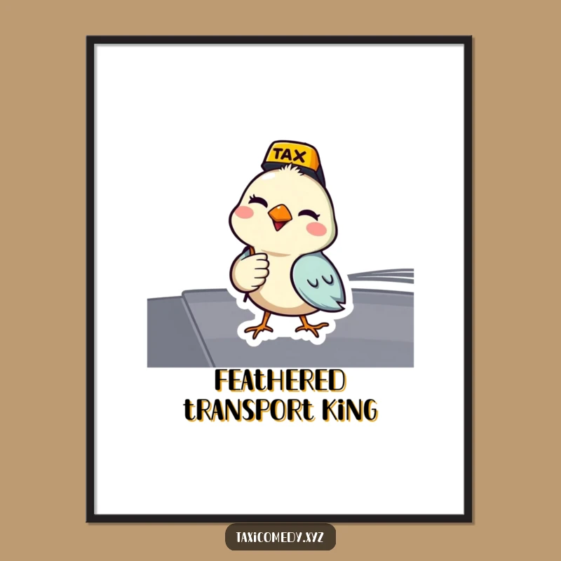 Funny Bird Poster: Winking Driver, Whimsical Wall Art for Bird Lovers