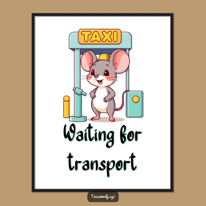 Funny Mouse Taxi Stand Poster - Humorous Wall Art for Cheerful Spaces
