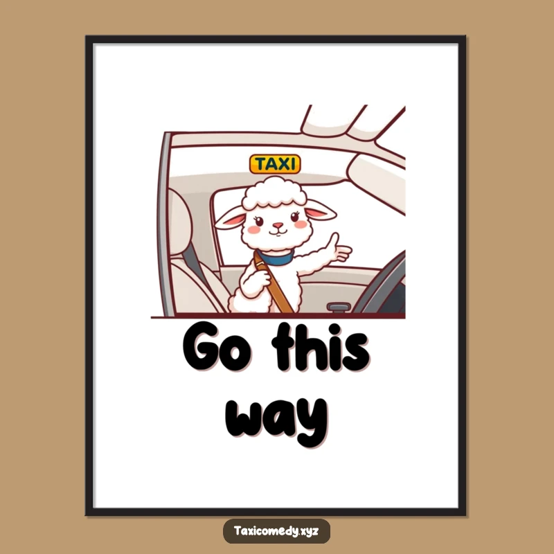 Funny Sheep Navigator Poster: Cheerful Sheep Gives Directions, Hilarious Wall Art