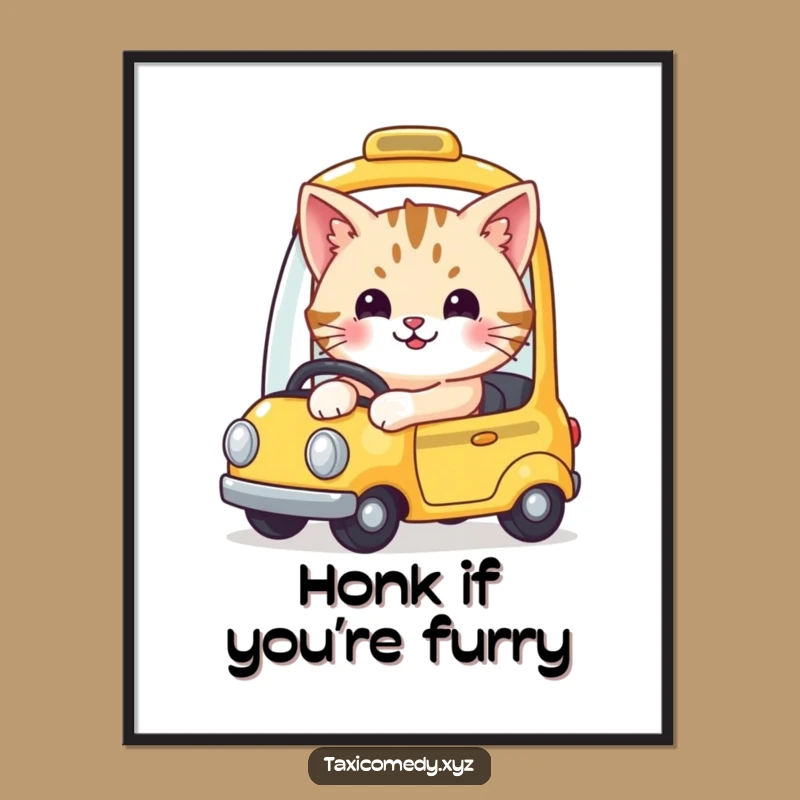 Funny Cat Taxi Driving Poster - Vibrant & Hilarious Wall Art