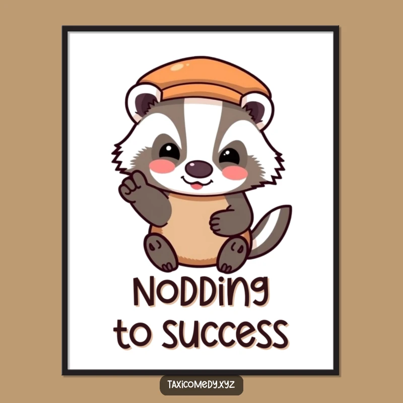 Funny Badger Fare Art Poster - Whimsical Animal's Gratitude, Humorous Wall Decor Gift