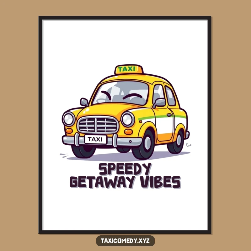 Funny Winking Taxi Poster: Add Whimsy & Speed to Your Walls!