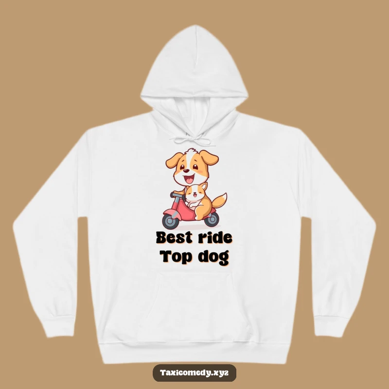 Funny Dog Taxi Hoodie: Cozy Canine Driver with Passenger, a Perfect Funny Gift!
