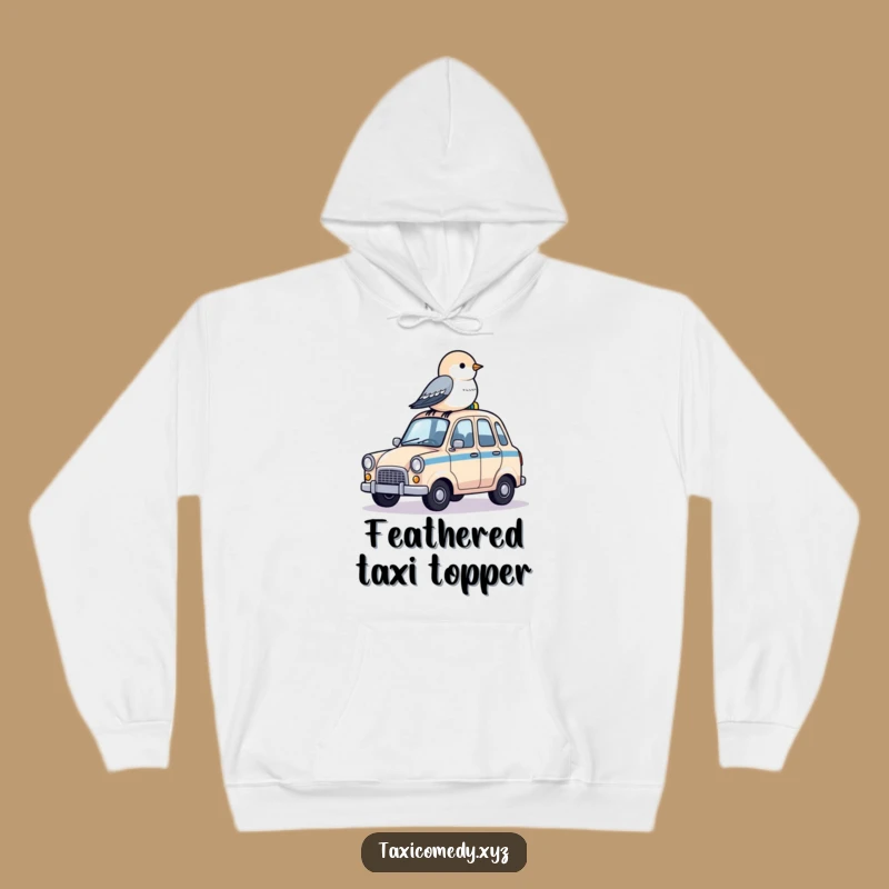 Funny Hoodie: Bird on Taxi - Cozy Ride Companion, Unique Animal Gift