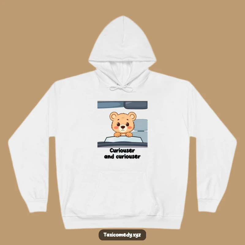 Funny Bear Cub Taxi Hoodie: Cozy and Curious Cub Commute Wear for Outdoor Fans