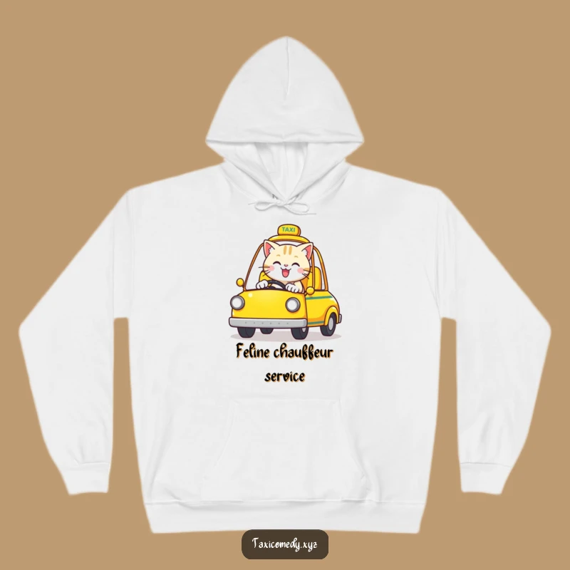 Funny Cat Commute Hoodie: Cozy Comfort with a Happy Taxi Driver Cat