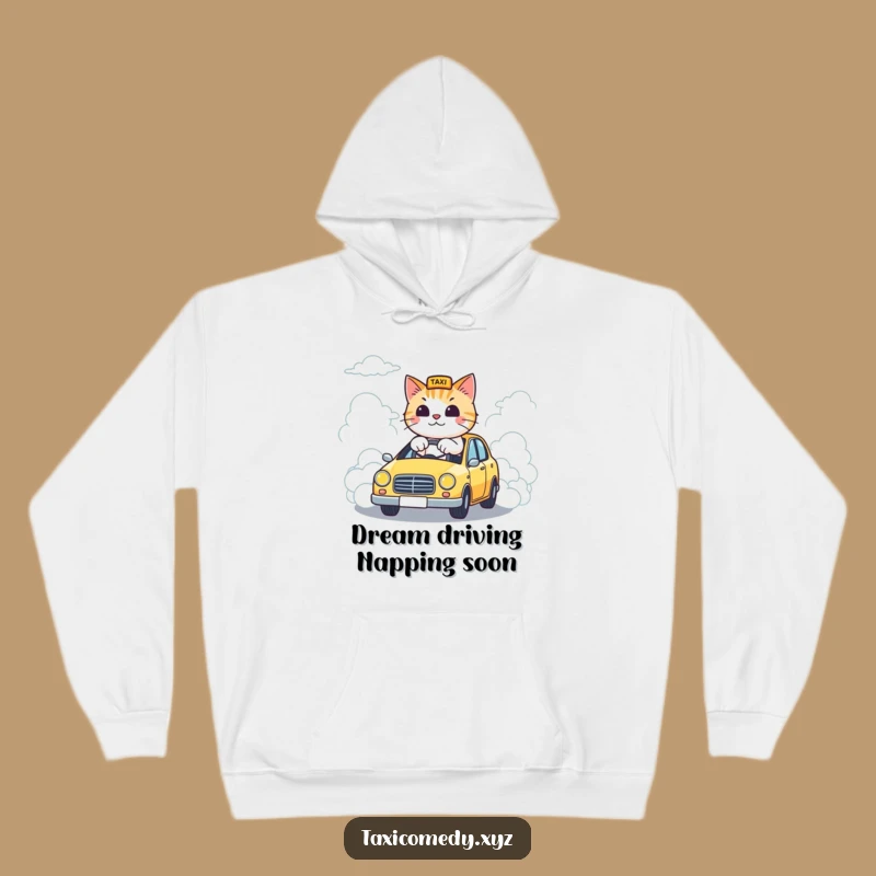Funny Cloud Taxi Cat Hoodie: Cozy Feline Driver, a Wonderful Funny Gift!