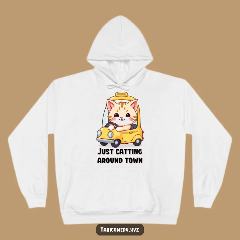 Funny Cozy Cat Taxi Hoodie - Warm & Hilarious Driving Feline Wear
