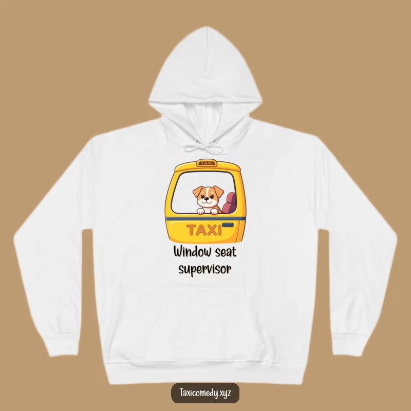 Funny Dog in Taxi Hoodie: Cozy and Hilarious Canine Commute Apparel for Winter