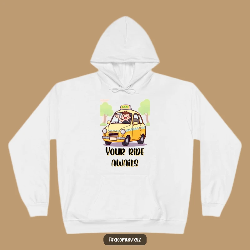 Funny Excited Taxi Driver Hoodie: Cozy Welcome, Hilarious Gift for Cold Days