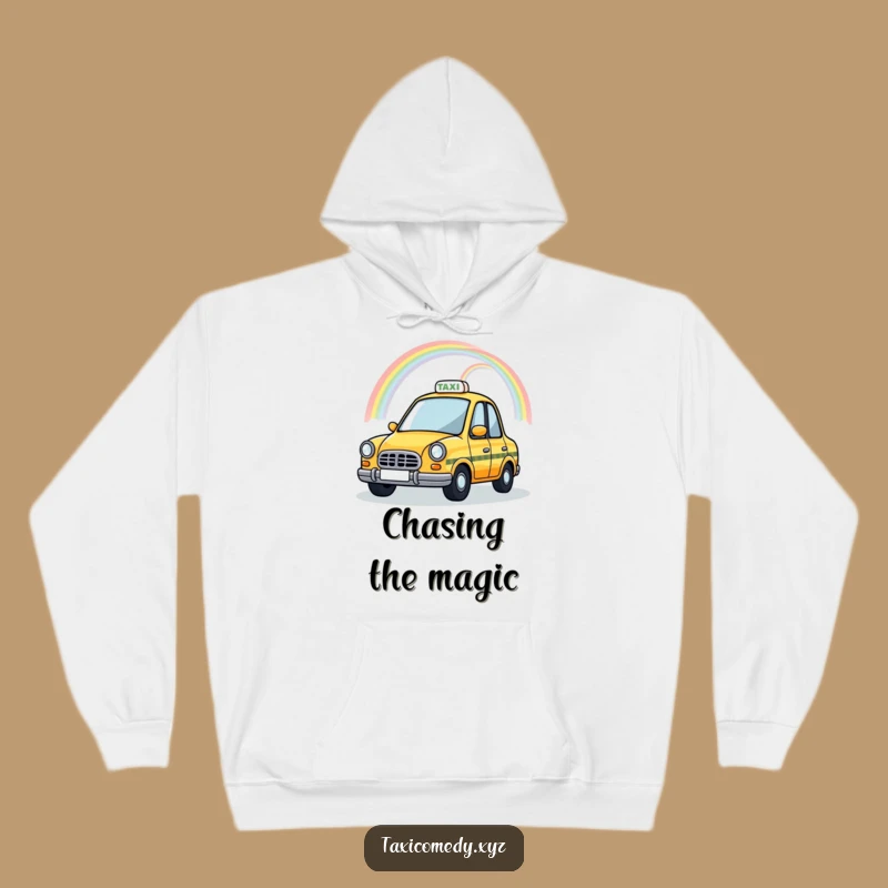 Funny Magical Taxi Hoodie: Cozy Rainbow Cab, Warm Whimsical Ride Gift