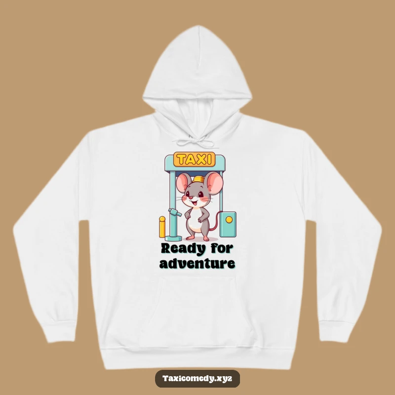 Funny Mouse Taxi Stand Hoodie - Cozy Humorous Apparel for Little Explorers