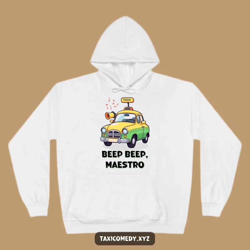 Funny Musical Taxi Hoodie: Cozy Whimsical Horn Playing Tunes, Warm Humorous Ride Gift