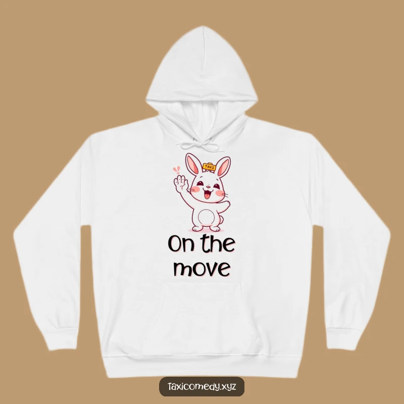 Funny Rabbit Hailing Taxi Hoodie - Cozy Humorous Apparel for Chuckle Seekers