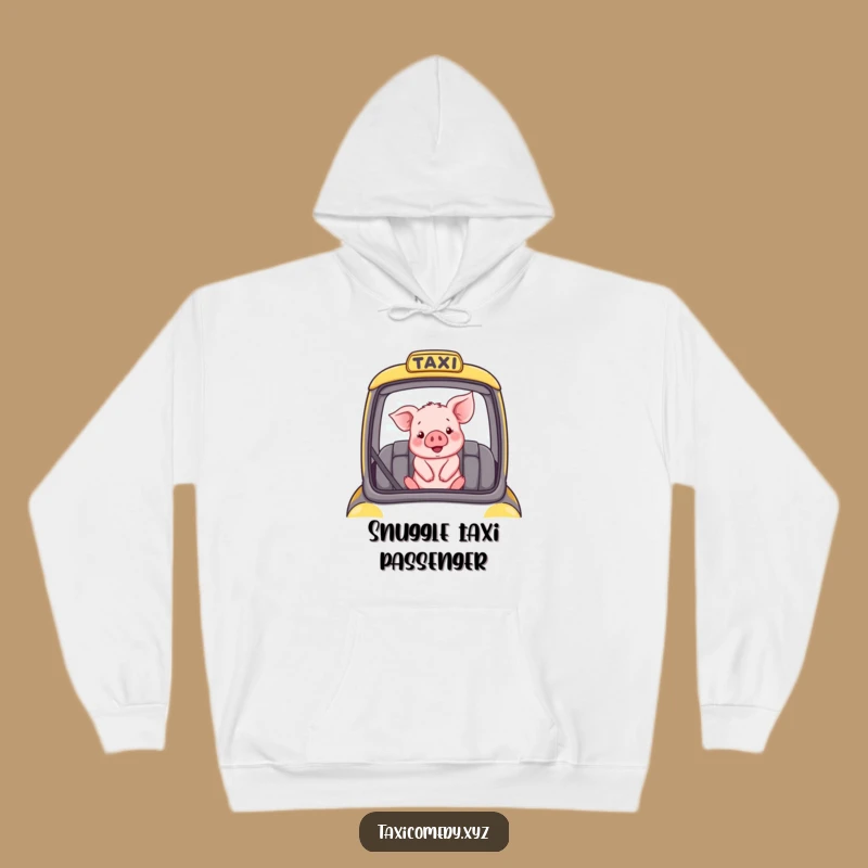 Funny Hoodie: Piglet in Taxi - Cozy Ride Companion, Unique Animal Gift