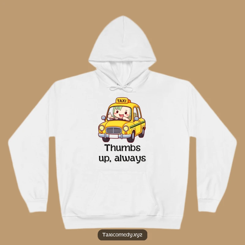 Funny Taxi Driver Hoodie: Cozy Cheerful Cabbie Thumbs Up, Warm Hilarious Ride Gift
