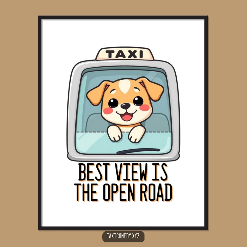 Free Printable Wall Art: Funny Dog Taxi Rider - Quirky Downloadable Home Decor