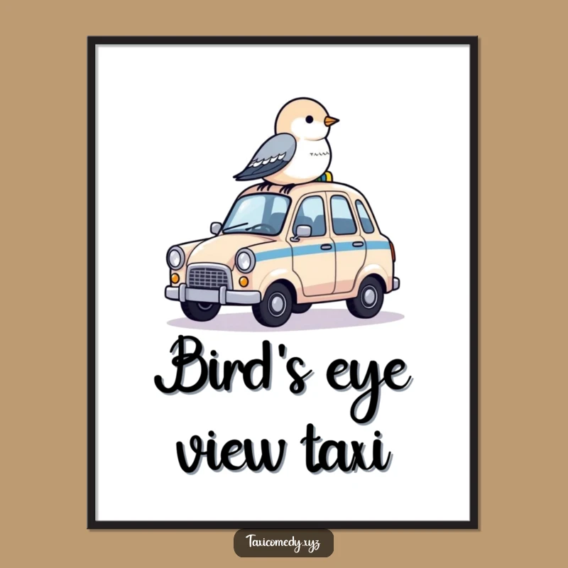 Free Printable Wall Art: Bird on Taxi Roof Downloadable Decor