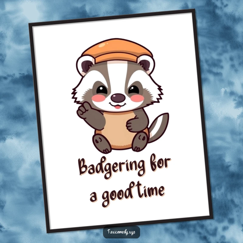 Funny Free Printable Wall Art: A happy badger giving a grateful nod while paying for a taxi ride, full of character.
