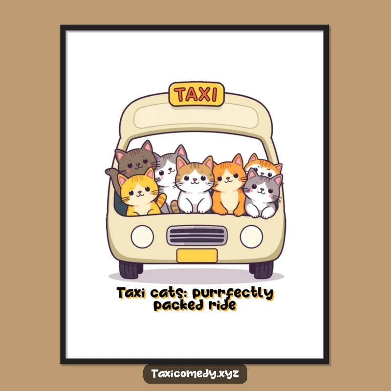 Free Printable Cat Taxi Wall Art: Funny Packed Ride Digital Download Decor
