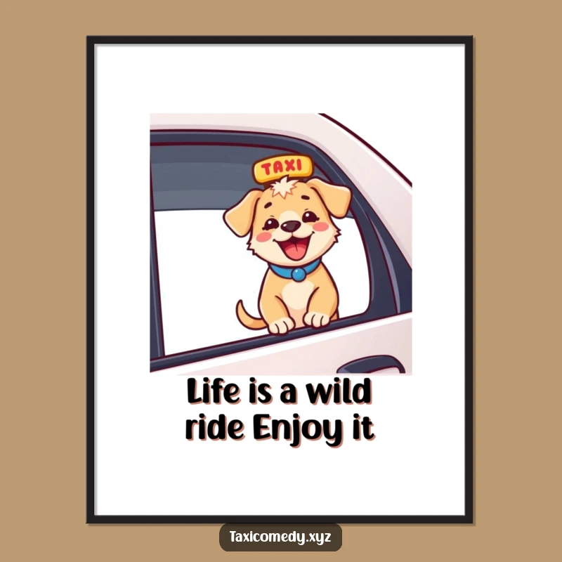 Free Printable Dog Taxi Wall Art: Funny Puppy Decor Downloadable Gift