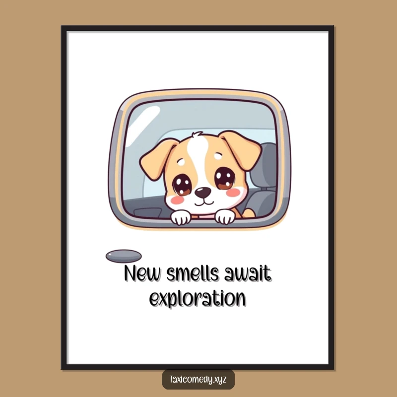 Free Printable Wall Art: Dog in Taxi Window, Quirky Downloadable Decor