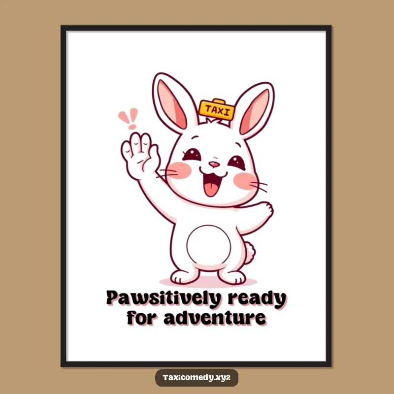 Free Printable Wall Art: Funny Rabbit Hailing Taxi, Hilarious Downloadable Decor
