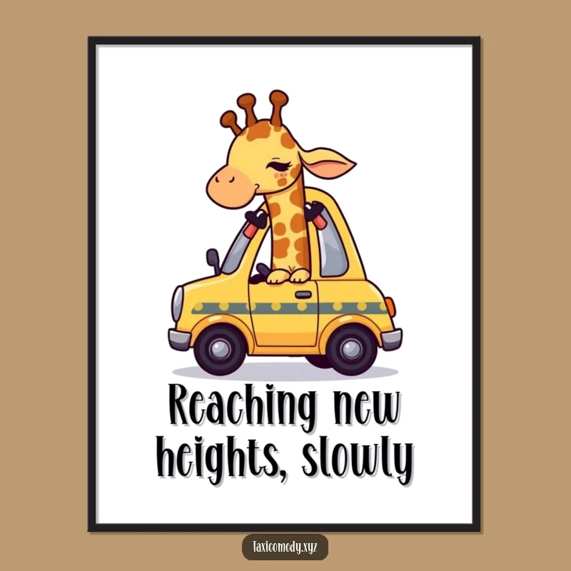 Free Printable Wall Art: Giraffe Taxi Comedy, Absurd Downloadable Decor