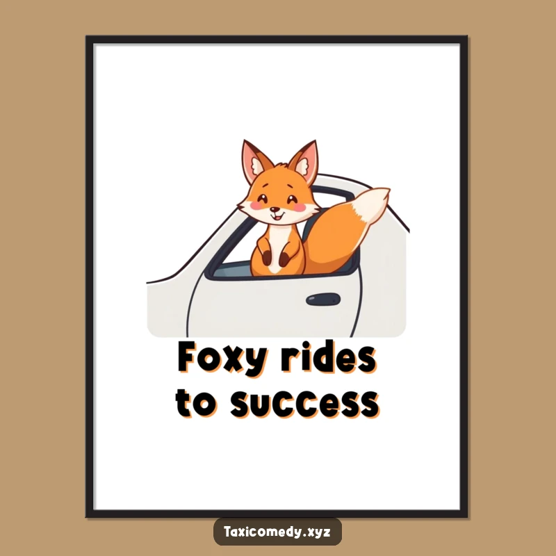 Free Printable Wall Art: Joyful Fox Taxi Rider - Quirky Downloadable Decor!