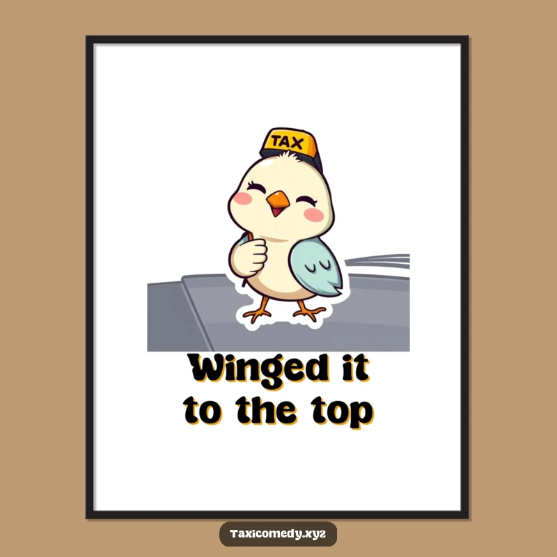 Free Printable Wall Art: Winking Bird Taxi Driver - Quirky Downloadable Decor!