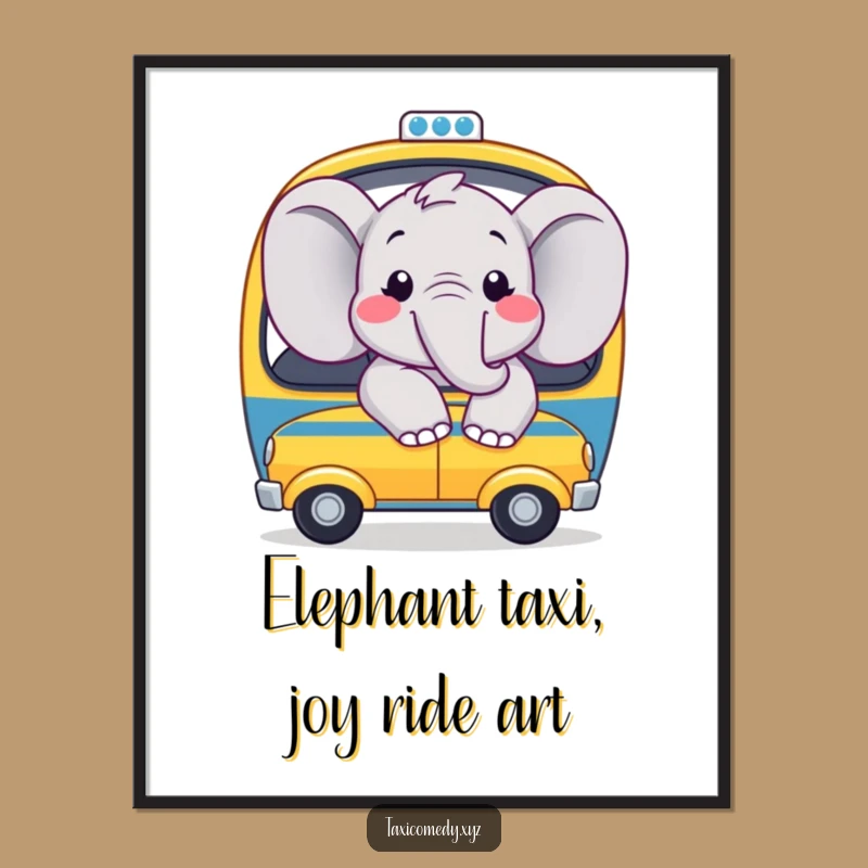 Funny Free Printable Wall Art: Joyful Elephant Taxi Adventure Download