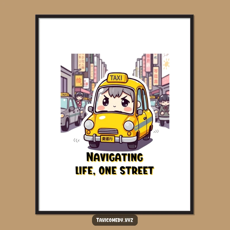 Free Printable Determined Taxi Wall Art: Funny Downloadable Decor for Urban Grit