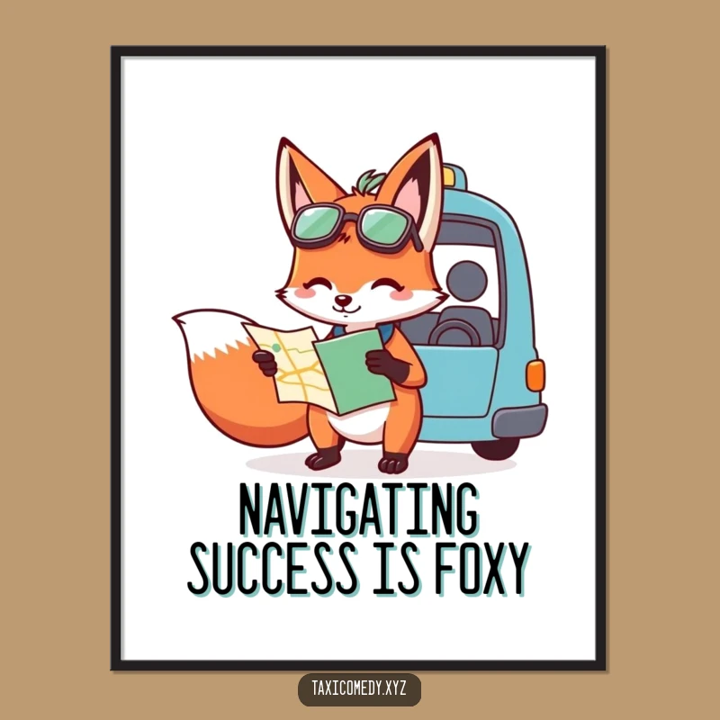 Funny Free Printable Wall Art: The Fox Navigator - Quirky Downloadable Decor