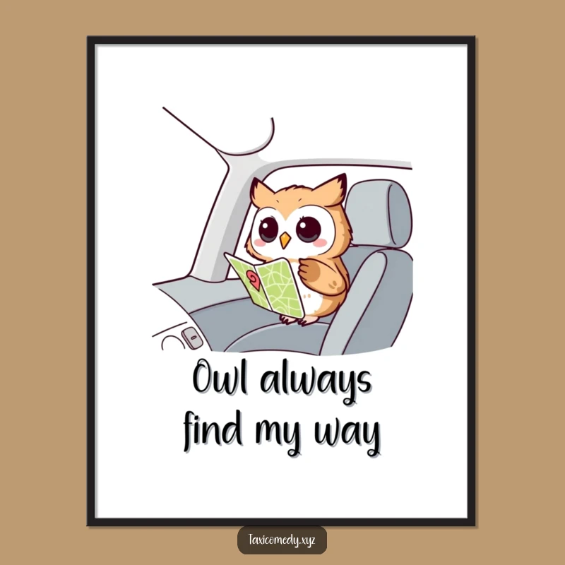Free Printable Wall Art: Whimsical Owl Navigator - Quirky Downloadable Home Decor