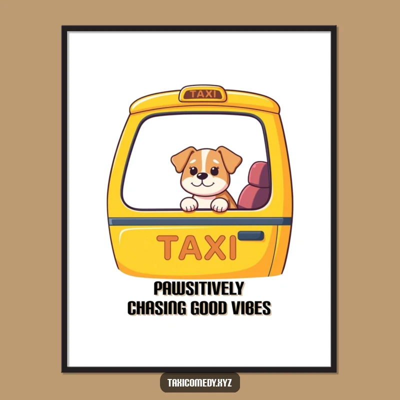 Free Printable Wall Art: Funny Dog Taxi Adventure - Humorous Downloadable Decor Gift