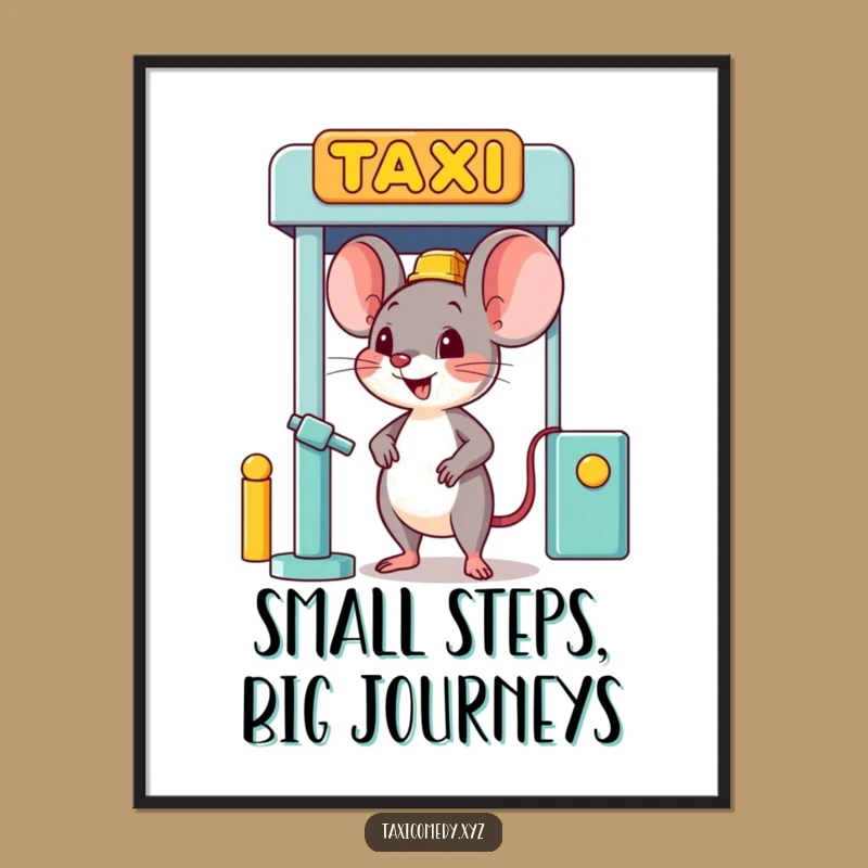 Free Printable Wall Art: Mouse at Taxi Stand, Funny Downloadable Decor