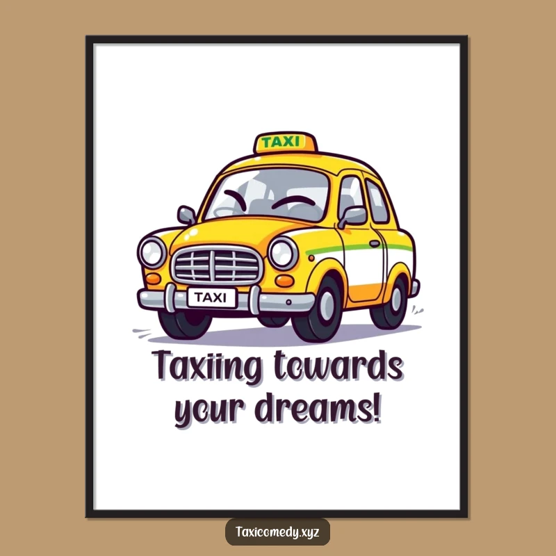 Funny Free Printable Wall Art: Winking Taxi Speeds Away Quirky Downloadable Decor
