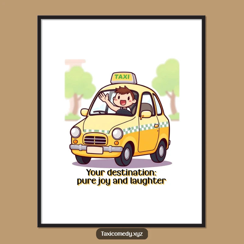 Funny Free Printable Wall Art: Waving Taxi Driver - Humorous Home Decor