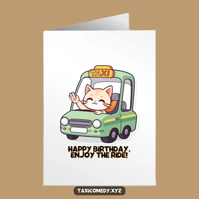 Free Printable Birthday Card: Cat Taxi Goodbye Funny Downloadable Gift