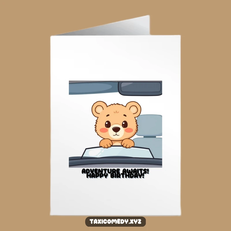 Free Printable Birthday Card: Curious Bear Cub - Funny Downloadable Gift