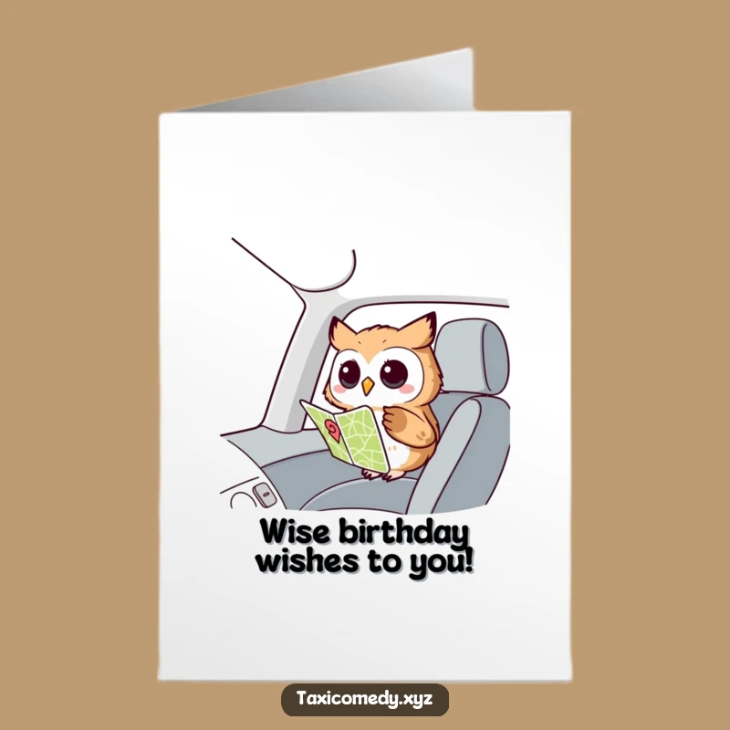 Free Printable Birthday Card: Curious Owl Navigator - Funny Downloadable Gift