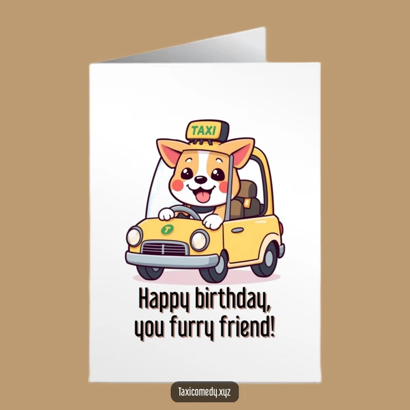 Free Printable Birthday Card: Happy Dog Taxi Driver, Fun DIY Gift for Dog Lovers